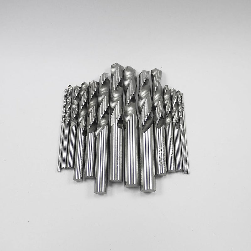 KLOT 14pcs Solid Carbide Stub Drill Bit Set (1mm-6.5mm) Industrial Grade High Precision 2-Flute Twist Straight Shank for Metal Working