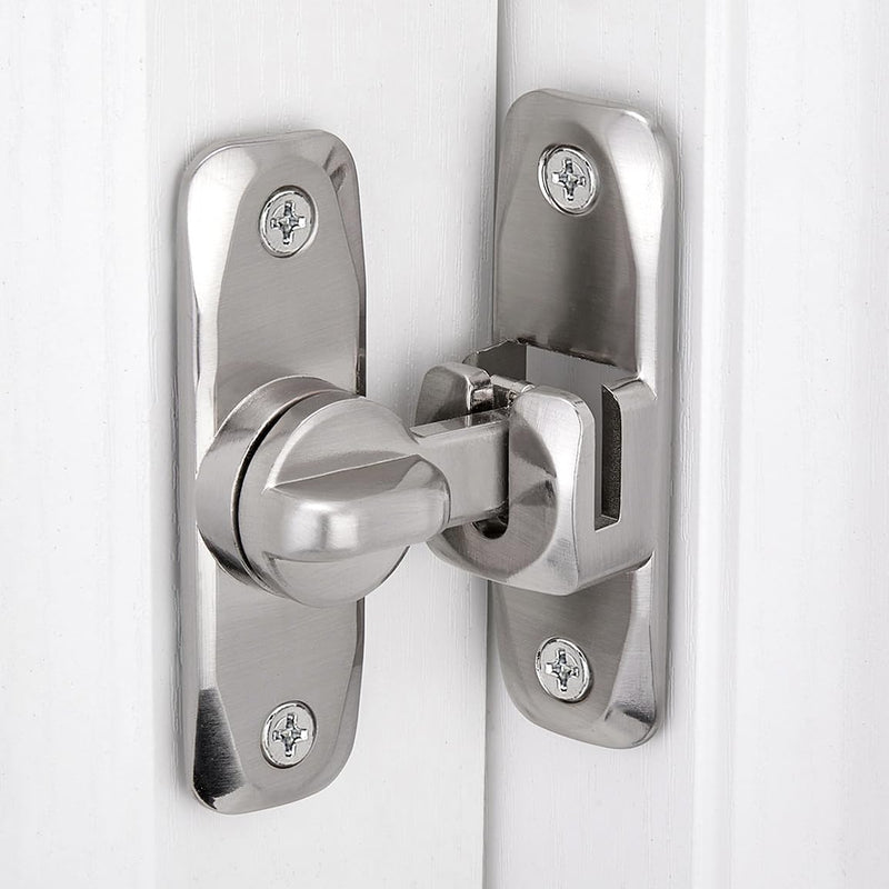 Barn Door Latch, 90/180 Degree Gate Lock, Zinc Alloy Right Angle Latch, Flip Gate Hardware, Sliding Door Lock for Cabinets, Bathrooms, Barn Doors - Silver (1 Pack) silvery_1 Pack