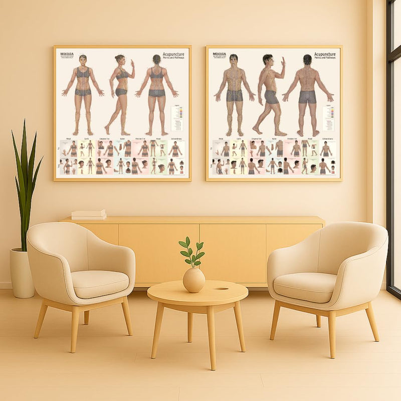 Miridia Acupuncture Chart - Huge Laminated Anatomical TCM Meridian & Points Poster - Clinic/Study Use - Accurate Acupuncture Point Chart - Clear Labels - Comprehensive Meridian System - 36x36, Male 36"L x 36"W
