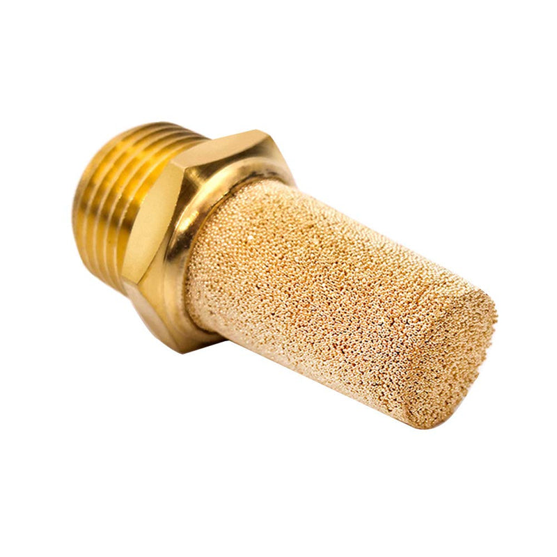 Beduan 3 Pcs Pneumatic Brass Exhaust Muffler Filter, 1/4" Male Thread Hex Sintered Silencer Air Line Fitting 1/4" NPT (3 Pcs)