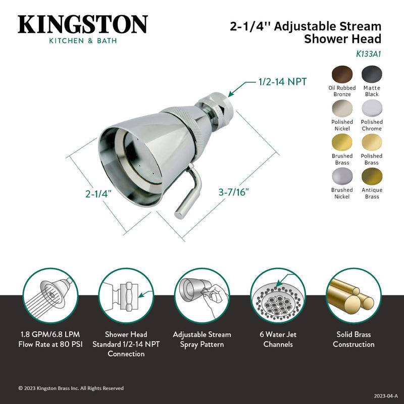 Kingston Brass K133A2 Designer Trimscape Showerscape 2-1/4-Inch Shower Head, Polished Brass