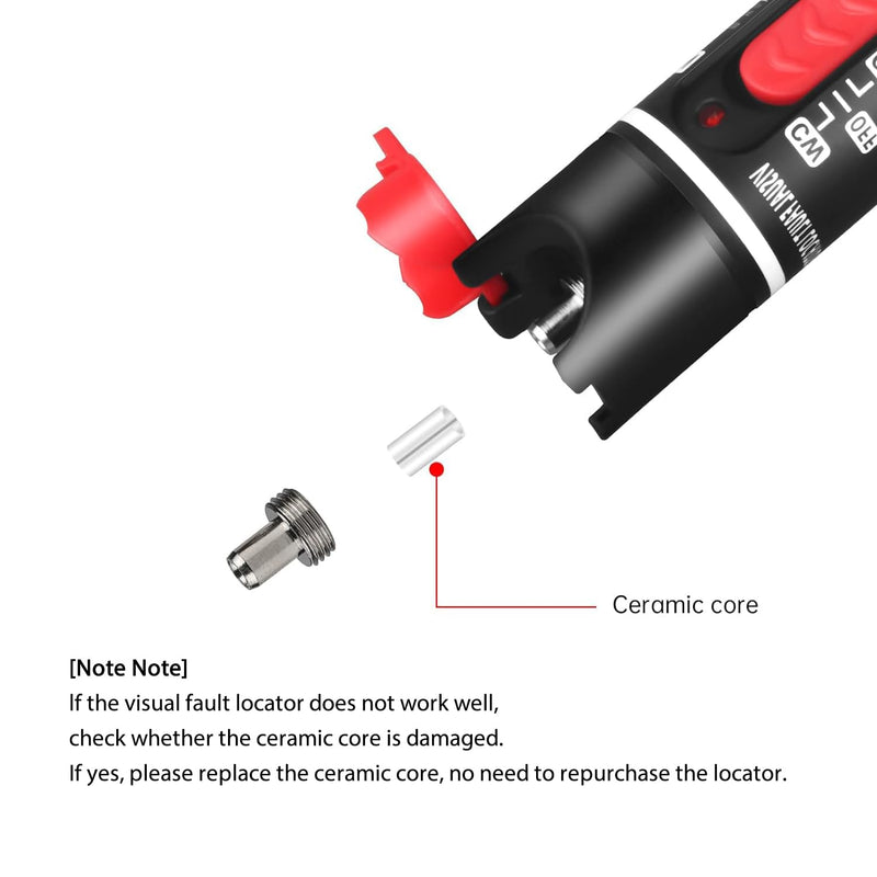 1pc Fiber Optic Visual Fault Locator VFL Fiber Optic Cable Tester with 1pcs Singlemode 9/125um FC Male to LC Female Adapter, Black Switch (Mode Number: VFL-30)