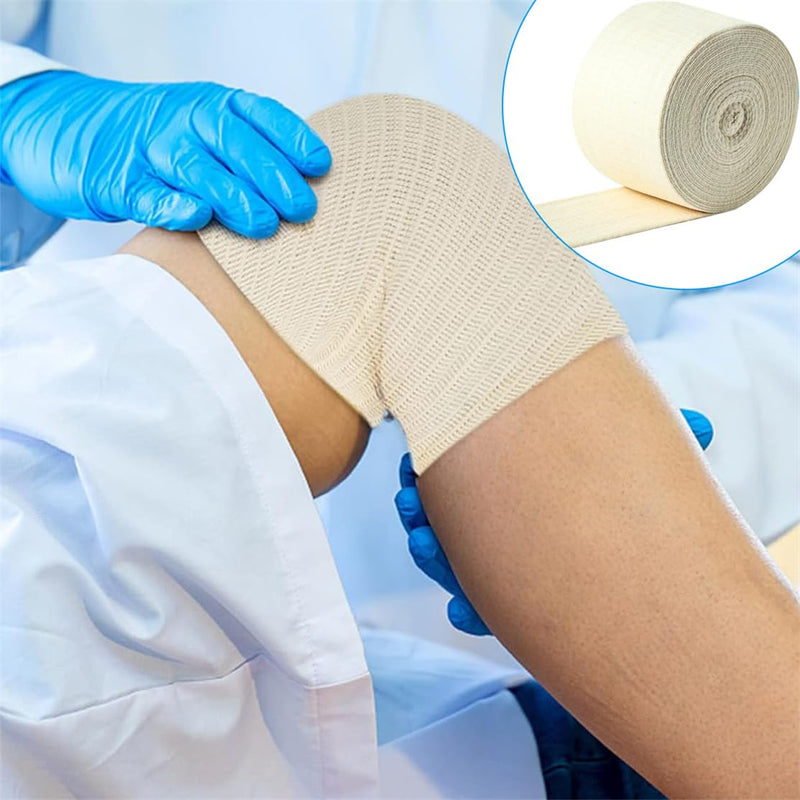 Elasticated Tubular Support Bandage Cotton Stockinette Tubing Size F Reusable Compression Sport Bandage Roll for Arm Leg Knee (3.9 Inch x 5.46 Yard)