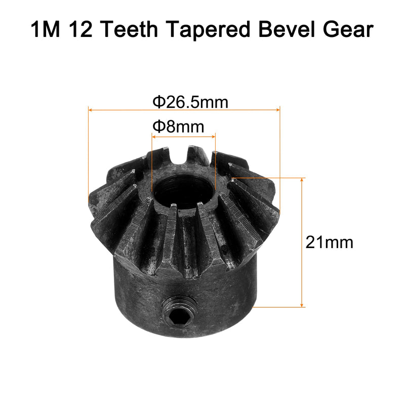 uxcell 4pcs Bevel Gear 2 Module 1:1 Reduction Rate 12T 8mm Hole Dia Bevel Pinion Gear Brass, 90 Degree Steering Gear for Hardware Mechanical Rotation