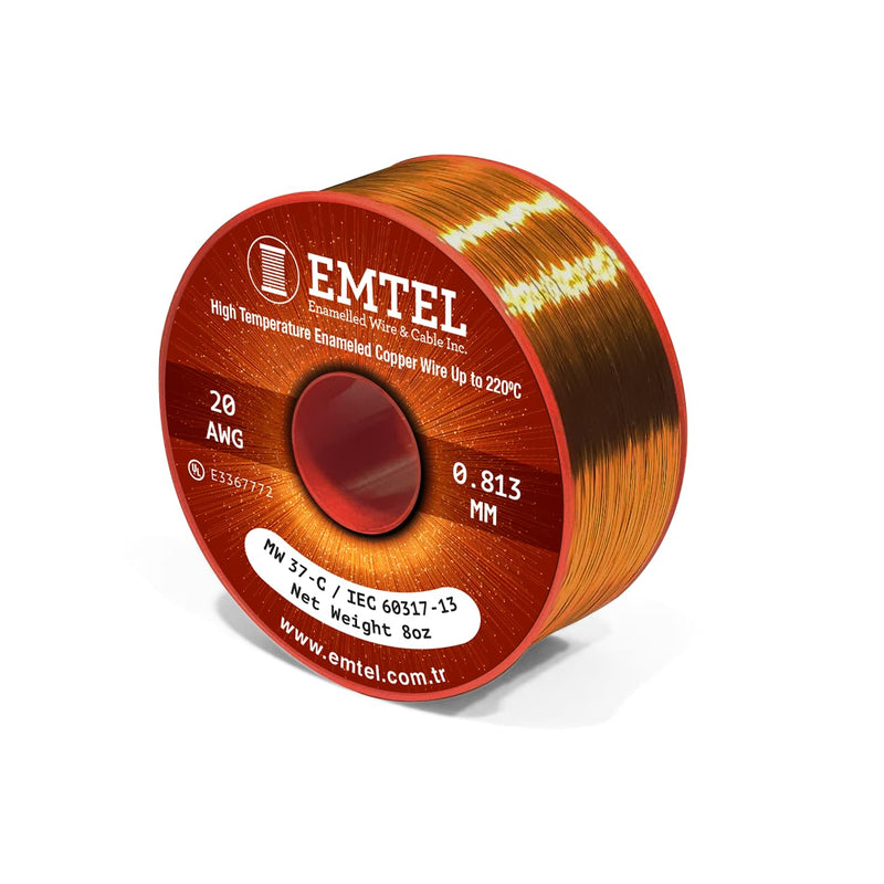 20 AWG - 8 oz (157 feet) Magnet Wire - Enameled Copper Wire for Electrical Motor Transformer Magnetic Coil 220°C (428°F) Thermal Class - Double Insulated Winding Wire 20 AWG