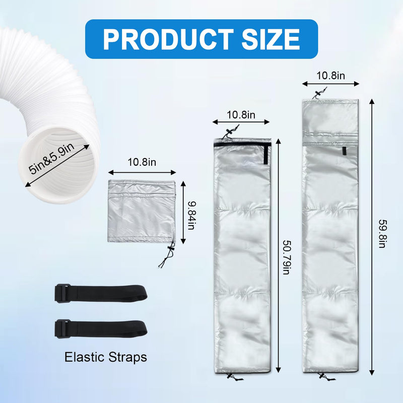 Portable AC Hose Insulation Sleeve for 5"/5.9" AC Exhaust Hoses Tube