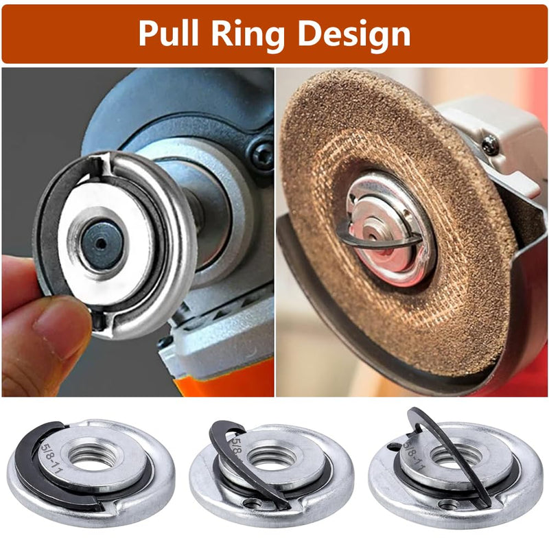 2Pcs Angle Grinder Flange Nuts with 5/8-11 Inch Thread, Quick Change Grinder Flange Locking Nut Metal Angle Grinder Nut for Replacement/Fixing Cutting Discs