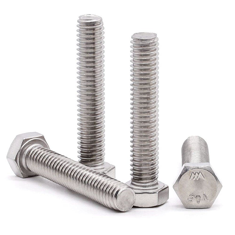 3/8-16 x 2-1/2" (8 pcs) Stainless Steel Hex Head Screws Bolts (3/8" to 6" Available), 18/8 Stainless Steel 304, Fully Threaded, Machine Coarse Thread, No Coating, Plain Finish 3/8-16 x 2-1/2" 8