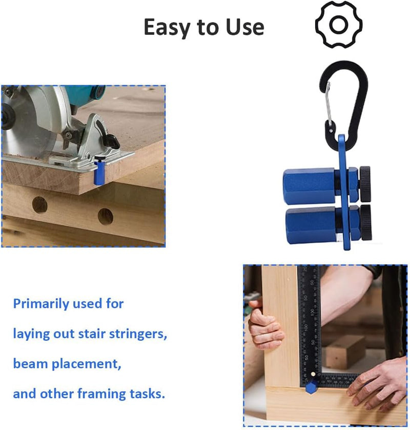 Stair Gauges for Framing Square - Precision Carpenter Tools for Accurate Cuts, Speed Square Framing Jig, Circular Saw Guide for Framing Square Support