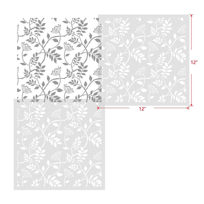 GSS Designs 12x12Inch Trailing Leaf Pattern Wall Stencil for Painting Botanical Leaves DIY Home Decor Stencils Stencils for Painting on Walls Wood Furniture Crafts Leaf 12'' x 12''