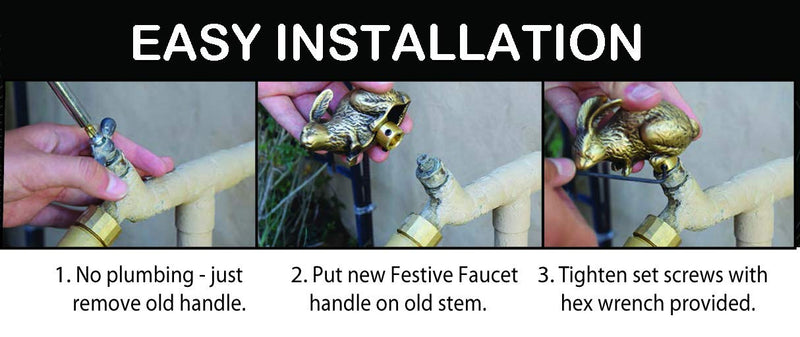 Sunflower - Decorative Outdoor Faucet Handle with Universal Adapter, Brass, DIY, Replacement Handle Only (Faucet not Included)