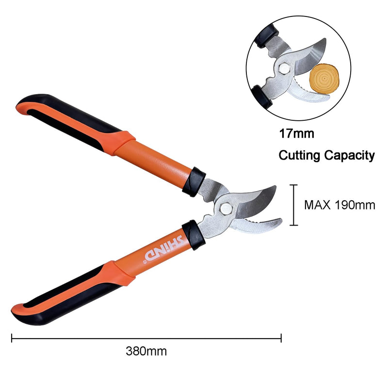 SHIND Lopper Heavy Duty Branch Cutter Tree Clippers with Compound Action, Chops Thick Branch Ease, Garden Loppers Pruning, 15 Inch Tree Trimmer with 1.6” Clean Cut Capacity (15 Inch）