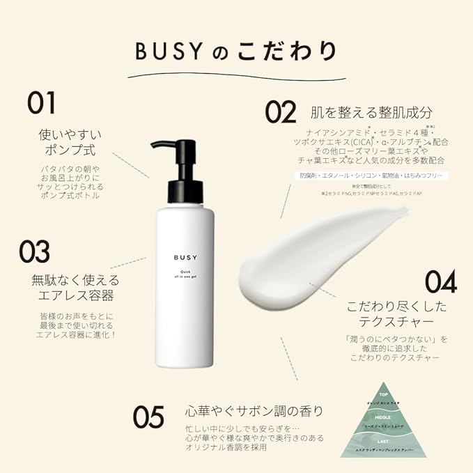 BUSY Busy Quick All-in-One Gel, Skin Care, Basic Cosmetics, Morning and Evening, Time-saving, Airless Container, Pump Type, All-in-One, 5.3 oz (150 g) - NewNest Australia