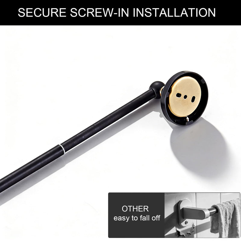 Towel Racks for Bathroom, NEWRAIN Adjustable Retractable 15-27 Inches Brass Towel Bar, Oil Rubbed Bronze Wall Mounted Towel Holder, Towel Rod for Kitchen Ring