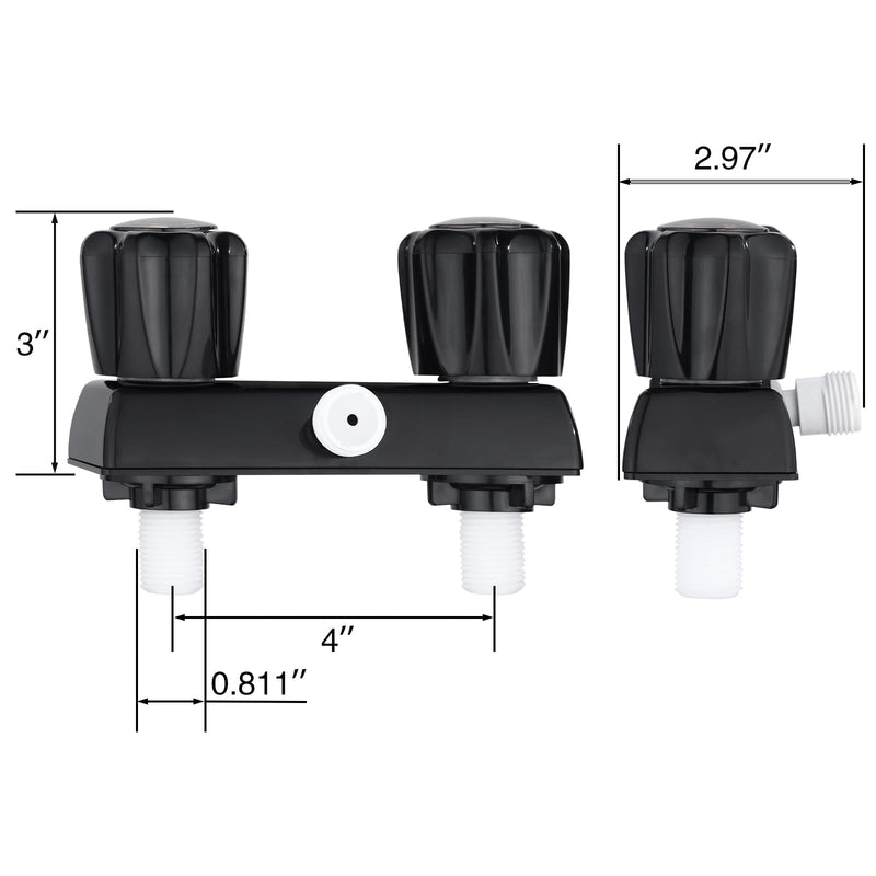 Rv Shower Faucet with Handheld Showerhead & Hose, 4 inch Shower Set Replacement, Leak & Rust Resistant for RV Camper Motorhome Travel Trailer Indoor/Outdoor Use, Black