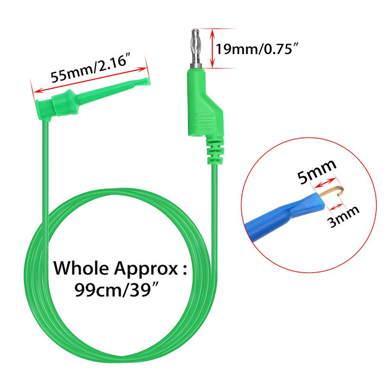 Sumnacon 39 Inch Multimeter Test Lead Set - 5 Pcs Stackable Banana Plug to Test Hook Wire Cable Kit with Protective, Flexible Wire Leads for Electrical Testing 500V/5A 3.3Ft/1M