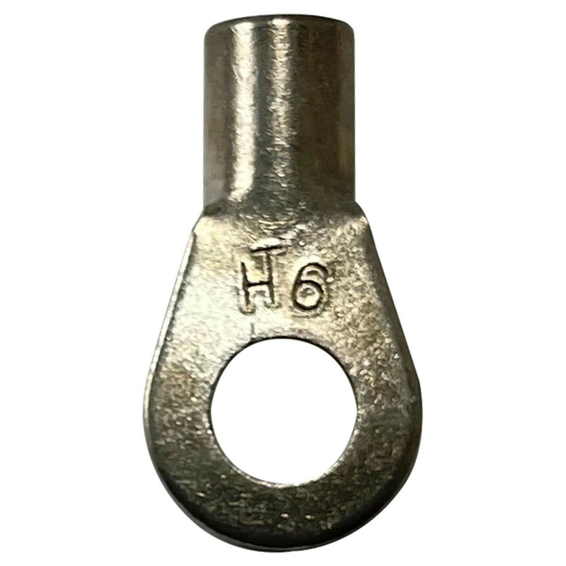 100 Pcs Non-Insulated 6 AWG Gauge Ring Connector - 5/16" Stud Wire Terminal - Pure Copper & V-Grooves Serrations for Strong Crimps & Corrosion Resistance - Made in USA with All-American Materials 100