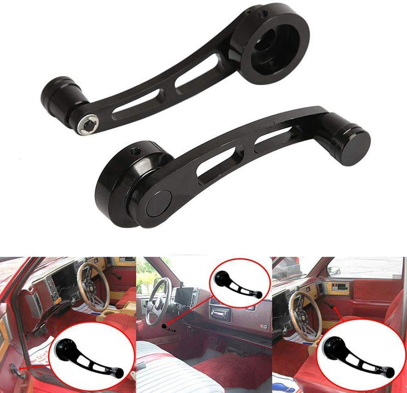 KIMISS Window Crank Handle Winder,2pcs Alloy Window Handle Riser Winder Crank Fit for Classic Car(Black) Black