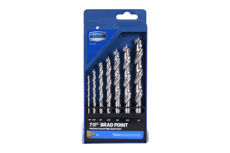 Century Drill & Tool, 37207, 7 PC Set,HSS Brad Point,Drill Bit, Wood Boring Tools