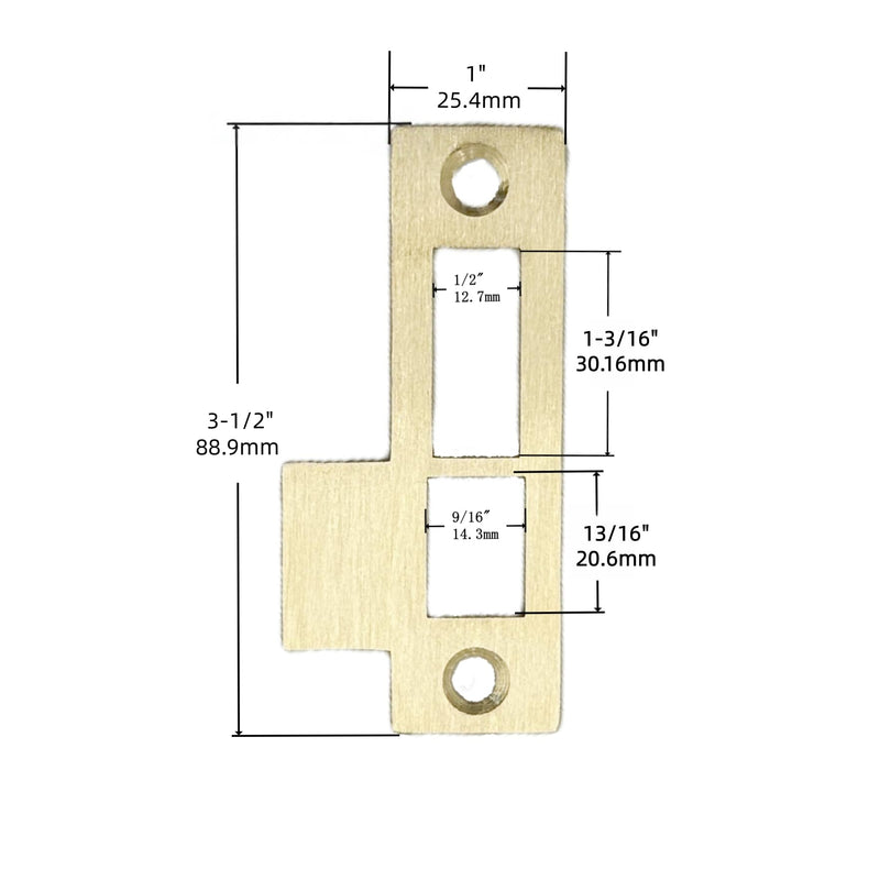 3-1/2" Brushed Brass Mortise Door Strike Plate Replacement Model 312AB Latch Striker Keeper 3.5"