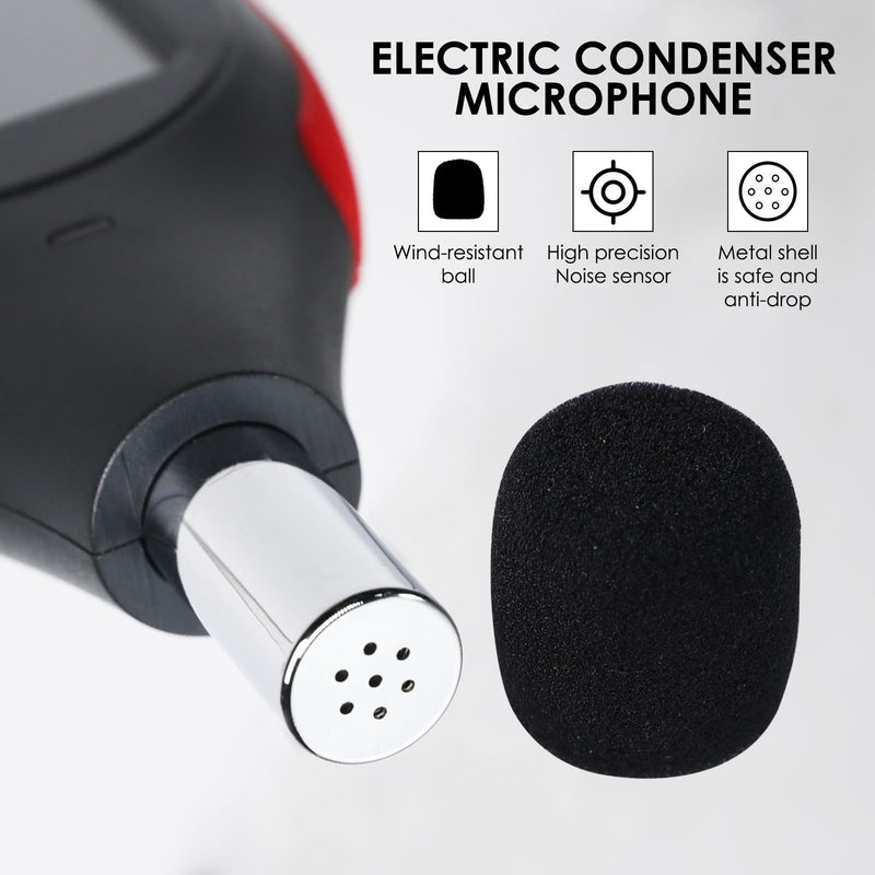Decibel Meter Sound Level Meter Professional Sound Level Reader Detector 30dB to 130dB MAX Data Hold, Noise Monitor Digital SPL dB Meter With Alarm, Data Record & Rechargeable Function