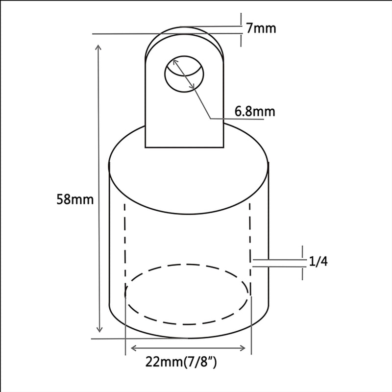 2PCS Pipe Eye End Cap ，316 Stainless Steel Bimini Top Eye End/Canopy Tube End Marine Boat Yacht External Fitting Hardware (Size:7/8inch) Size:7/8inch