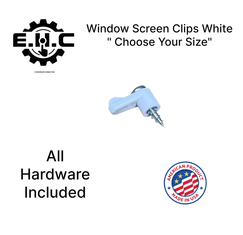 Window Screen Clips / “White” Plastic (Choose Your Size! /Size Run Flush up to 1-3/16” Offset) New or Replacement (10 Pack with All Needed Hardware Included) by E.H.C. (Flush)