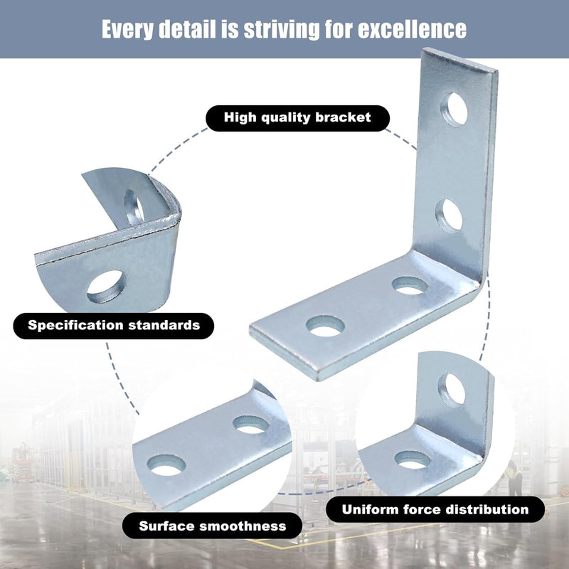 CNQLIS 4 Hole 90 Degree Bracket, L Brackets Heavy Duty for 1-5/8" Strut Channel, Unistrut Hardware (Including Bolts and Nuts), 3/16" Thick (6 Pcs) 6