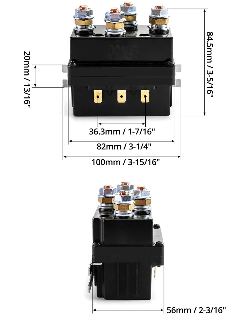 QWORK Solenoid Relay, 12V 500A Winch Relay Solenoid Replacement Contactor for 8000-15000lb ATV UT Winch Control
