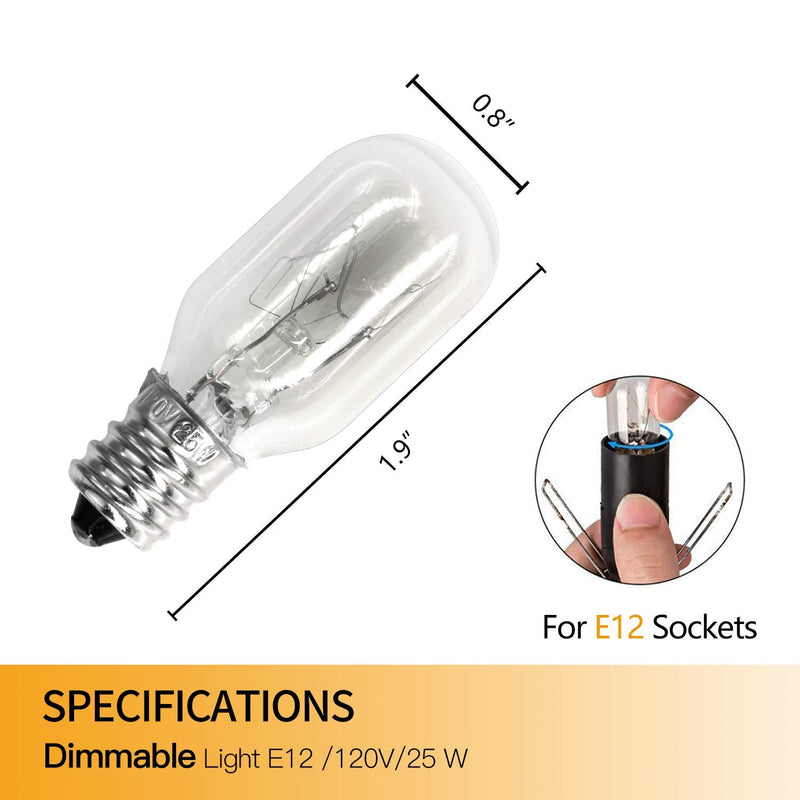 Betus Original Replacement Long Lasting 25 Watt Dimmable E12 Socket Warm White Household Salt Lamp Bulb Candle Warmers - Value Pack of 12 25.0