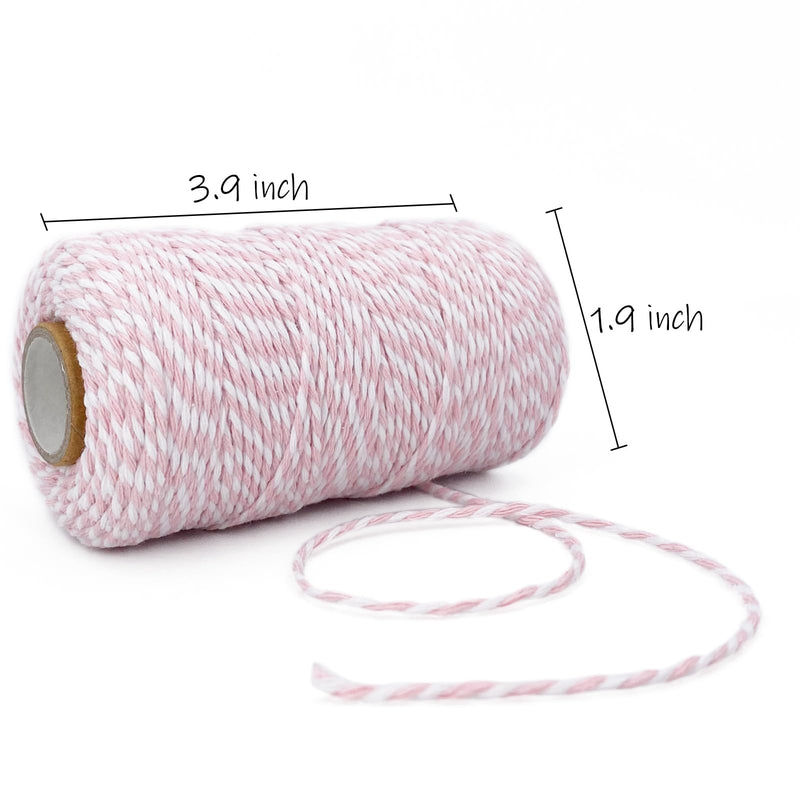 Cotton Twine Pink and White Baker String 2mm Thick 328 Feet Christmas Twine for Gift Wrapping DIY Crafts Home Decoration Gardening 328ft