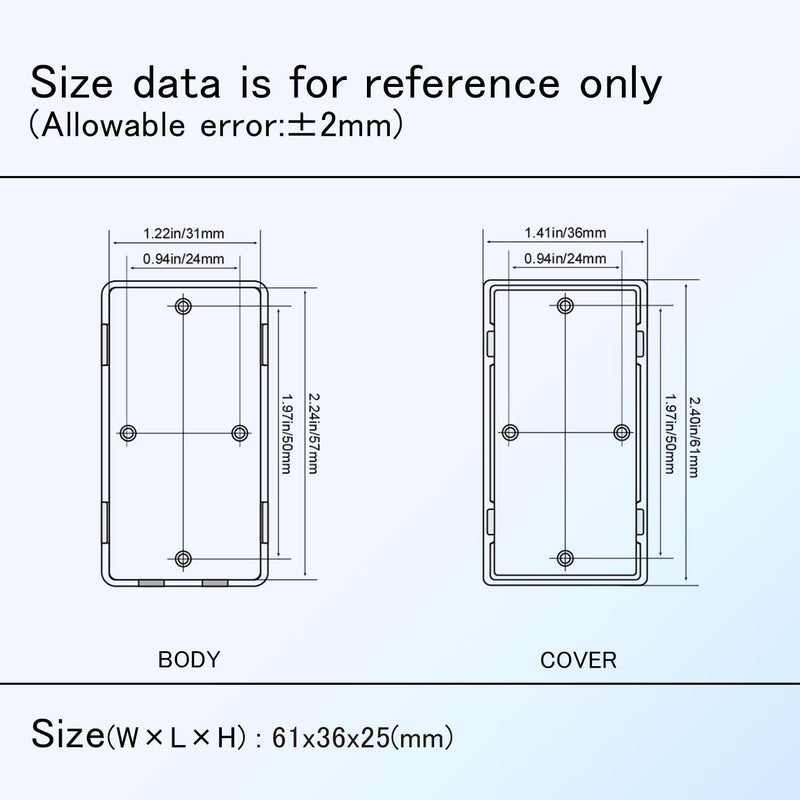 Project Box 8 Pieces Electrical Box Small Junction Box ABS Plastic Enclosure Power Electronic Case White 2.4" x 1.4" x 1"(61 x 36 x 25mm) 2.4" x 1.4" x 1.0"