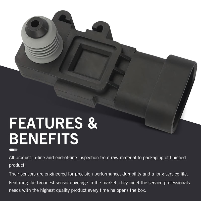 Car Fuel Tank Pressure Sensor – Vapor Vent Port Replacement, OEM #16238399 9377680 09377680 16196060, Compatible with Delphi 3rd Gen Sensors (Black)
