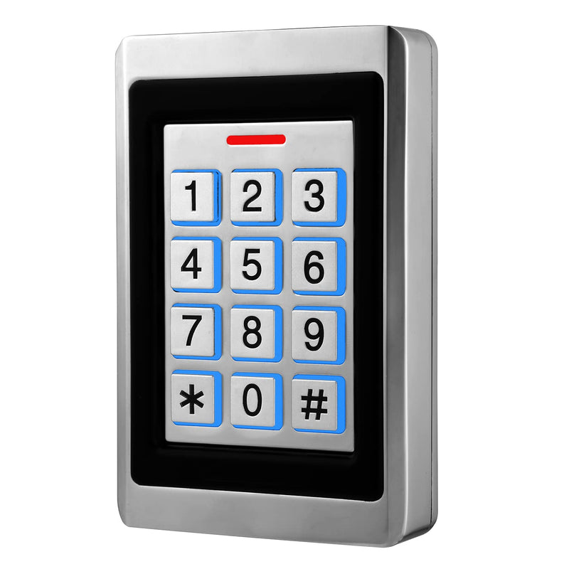 Door Access Control System, Stand Alone Password Door Keypad + 5PCS ID Keyfobs, Support 2000 Users, Wiegand 26, Garage Door/Gate Opener, Weatherproof, Backlight, Zinc Alloy Metal Case