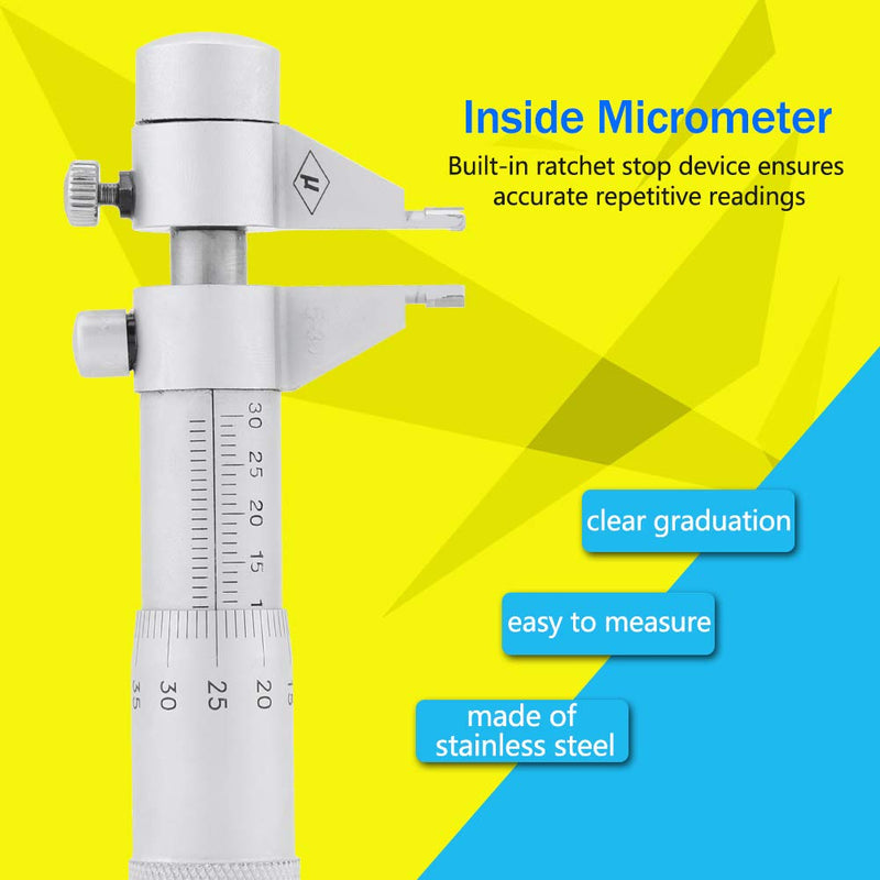 Inside Micrometer, Stainless Steel Vernier Caliper,0.01mm Accuracy, 5mm to 30mm Measuring Range,Stainless Steel Measuring Tool Caliper