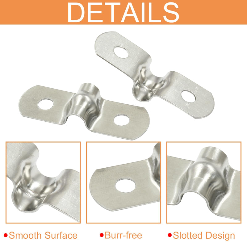 Piutouyar 50 Pack M5 Two Hole Strap U Bracket 304 Stainless Steel Rigid Pipe Strap Clamp Heavy Duty Tube Strap Tension Clip (3/16 Inch) 5mm, 50pack