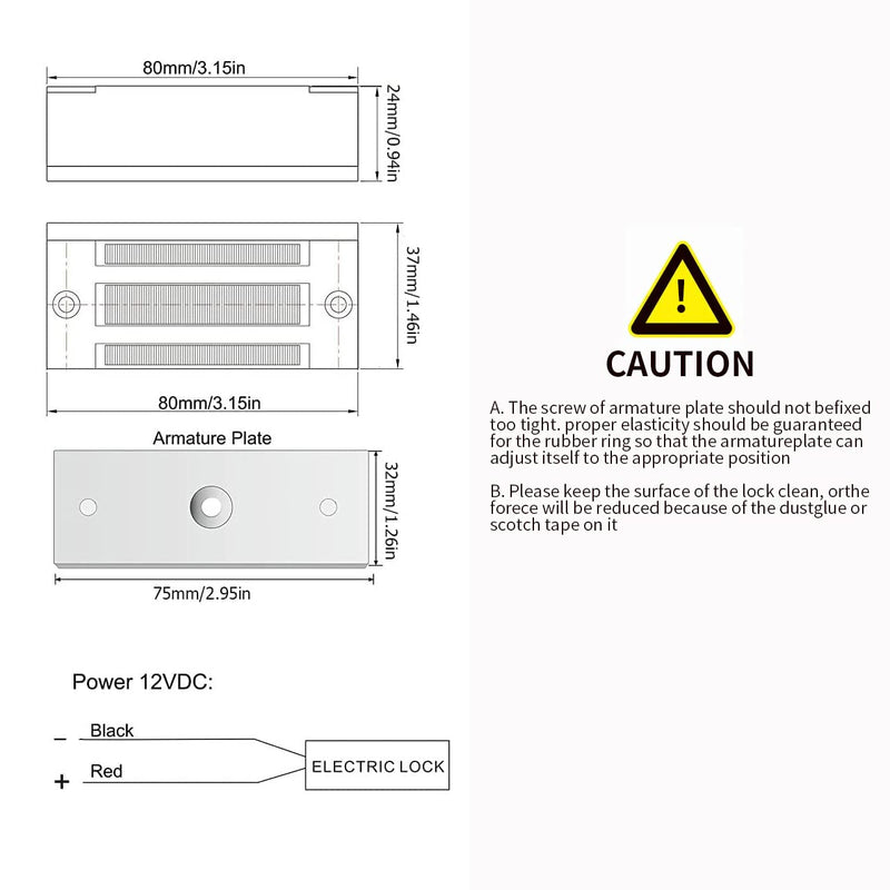 Electric Magnetic Door Lock 60KG / 130LBS Holding Force 12V NC Mode Single Access Control for Metal/Fire Proof/Wooden/Glass Doors