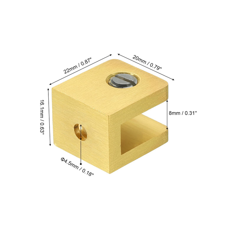 Uxcell Brass Glass Shelf Clamp - 10Pcs Adjustable Bracket Support Holder for 5-8mm Thick Glass, Gold