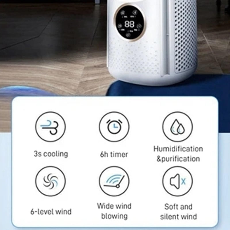 SUNGOOYUE Desk Fan, 11.8 inch Portable Bladeless Fan Six Gear with LED Light Humidifier Timing Function for Office Home Bedroom DC 5V 2A