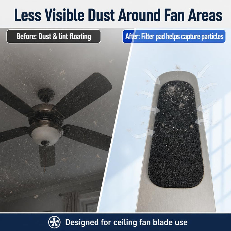 Ceiling Fan Filters for Blades,No-Residue Activated Carbon，5 Pack