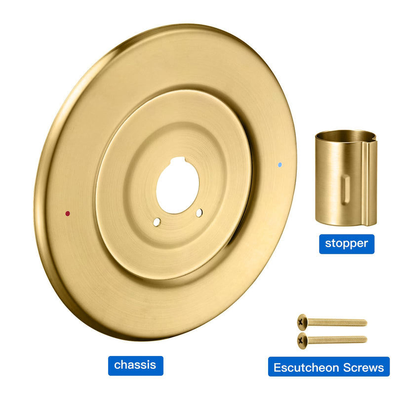 Shower Handle Cover Plate, Brushed Gold,for One-Handle Tub and Shower Faucets, Escutcheon Replacement for Moen 16090 Chateau Collection