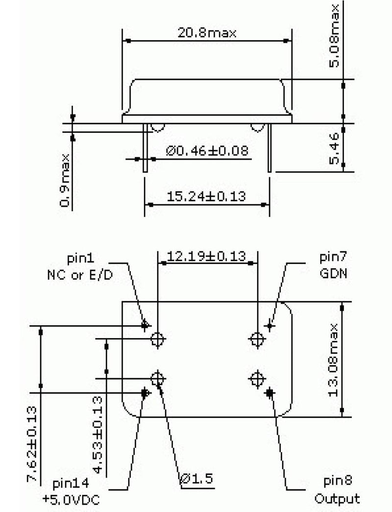 20 MHZ Full Can Footprint Dip14 3V3-5V Crystal Oscillator 2 PCS