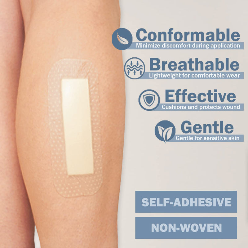 EVERLIT Silicone Foam Dressing with Gentle Adhesive Border | Sterile, Highly Absorbent, Waterproof Hydrocellular Foam Bandages | Advanced Wound Care for Bed Sores, Pressure Ulcers (2" x 5" | 10 Pack) 2" x 5" | 10 Pack