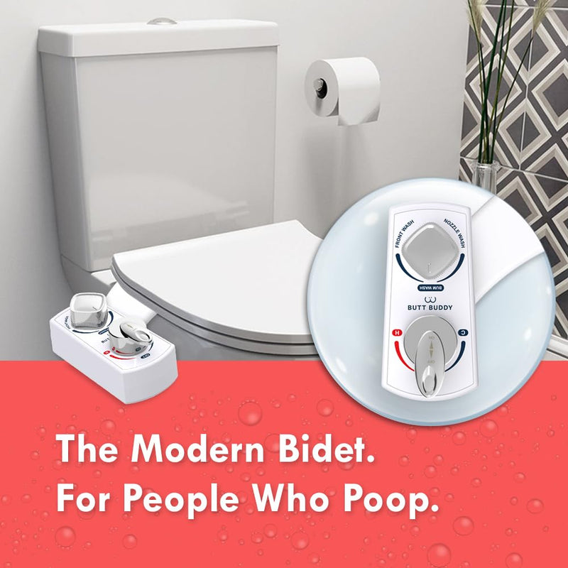 BUTT BUDDY Spa - Bidet Toilet Seat Attachment & Fresh Water Sprayer (Cool & Warm Temperature Control | Easy Setup, Universal Fit, Non-Electric | Dual-Nozzle Cleaning, Adjustable Pressure, Female Wash) 1