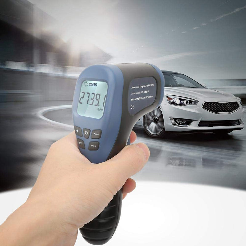 Handheld Digital Laser Tachometer - Non-Contact RPM Meter, Measures 2.5-99,999 RPM, High Precision with LCD Display, Reflective Tape Included, Ideal for Motor Speed and Industrial Use