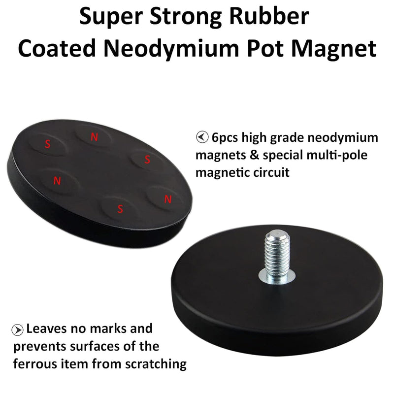 LycoGear Industrial Strength Metal Alloy Dual 65mm Diameter Round Heavy-Duty Magnetic Base with 1 inch Size B AMPS Ball Joint Connector (for Professional Modular use), Black