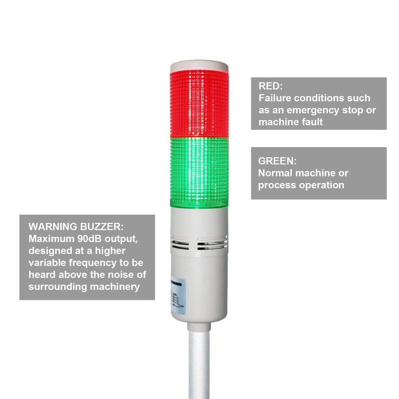 LUBAN 12V LED Tower Stack Lights, Industrial Warning Signal Lights Tower Lamps, Facility Safety Signal Indicator, LED Andon Light (DC 12V/2 Layers/with Sound) DC 12V 2-Layer + Buzzer