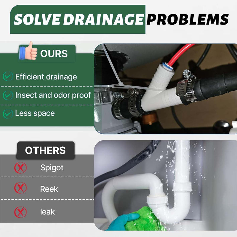 Dishwasher Drain Hose Adapter Kit - With 3/8-inch Quick Connect Fitting | ro drain line adapter for a Water Filter and 7/8-inch Fitting for a Dishwasher No Drilling Required, Compatible with WP164020 3/8 Inch