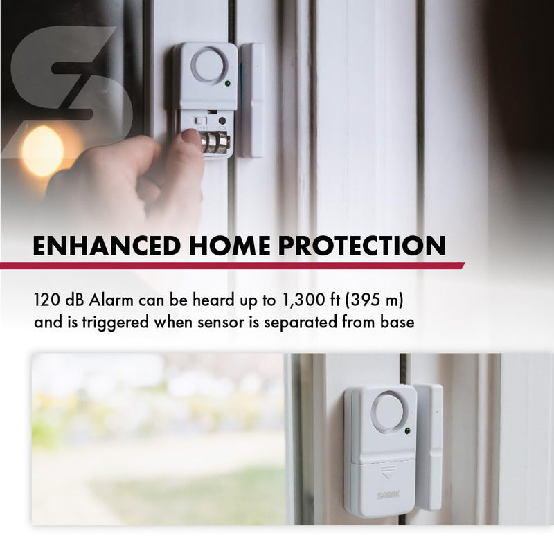 SABRE Wireless Home Security Door Window Burglar Alarm with LOUD 120 dB Siren, DIY EASY to Install 4 Pack