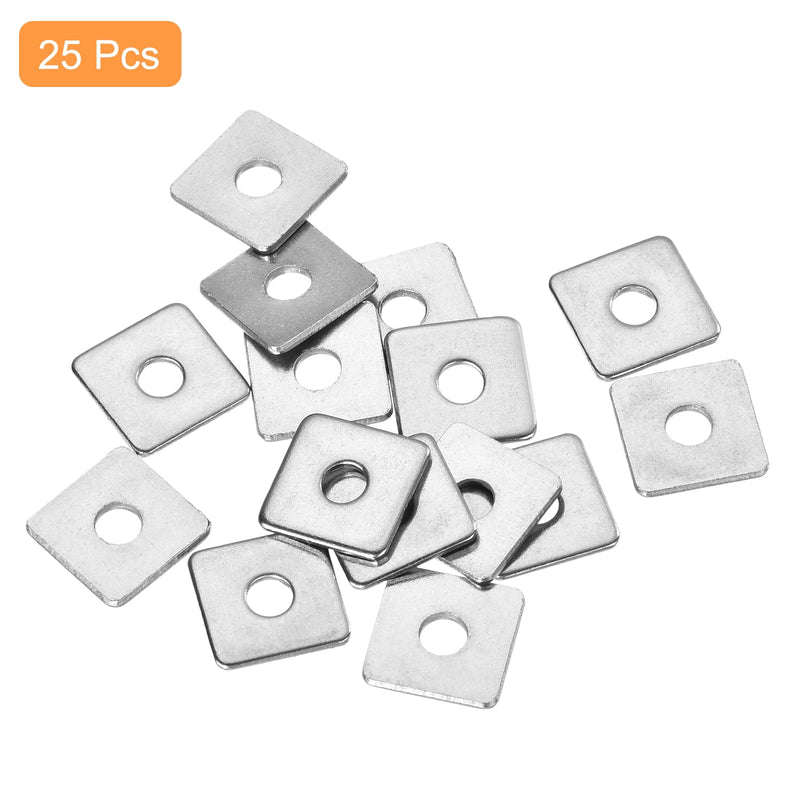 uxcell 25pcs M3x10x1mm Square Plate Bearing Washers 304 Stainless Steel Plate Square Plate Washers Flat Pad Spacer Gasket for Hardware Fastener 25